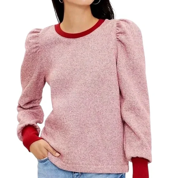 LOFT Red and White Patterned Sweater - Picture 1 of 16